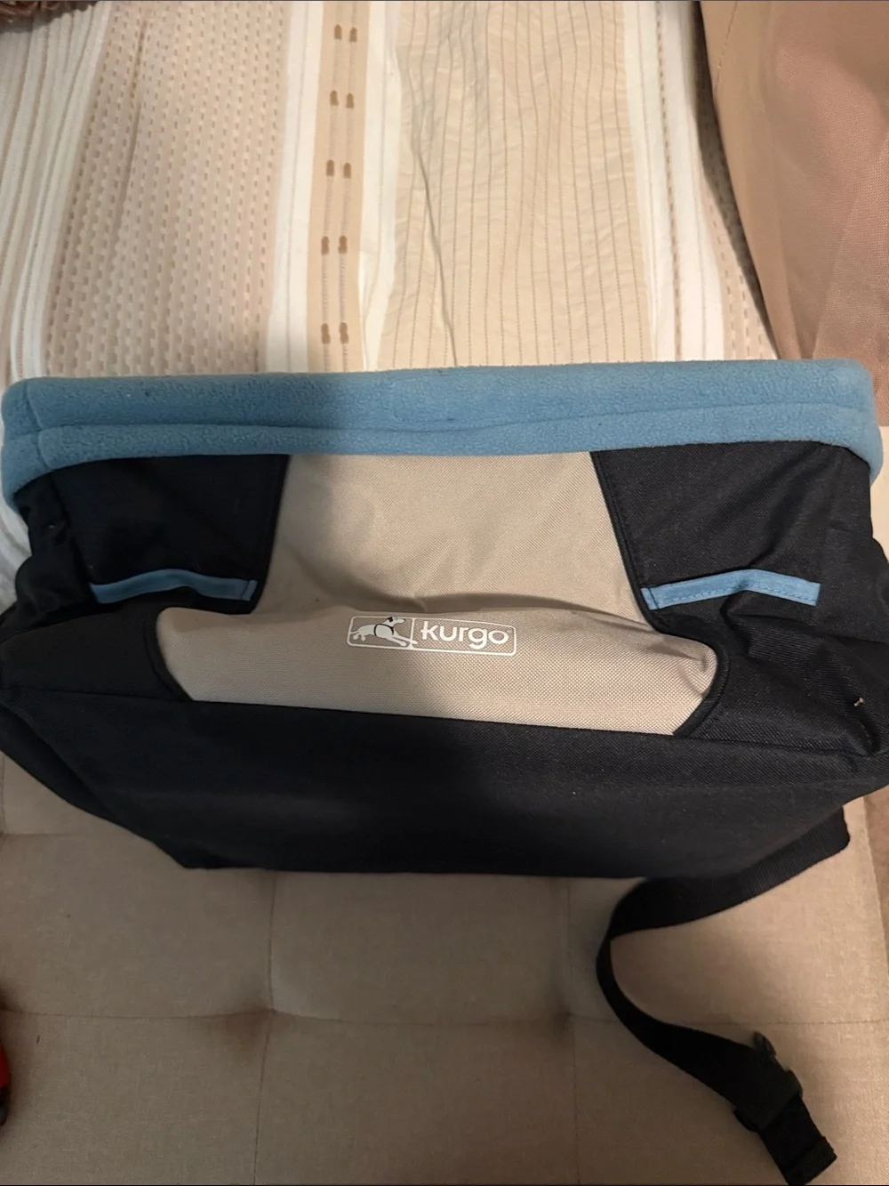 Kurgo Black Beige and Blue Pet Travel Seat